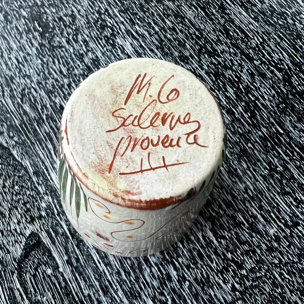 Handpainted and signed‎ Pig and Dragonfly Votive / Cup